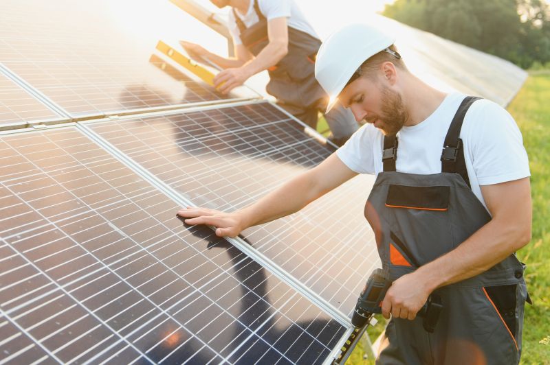Maintenance technician cleaning solar panels